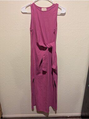 Sezane Pippa Sleeveless Side Tie Long Dress Pink Dress Small Womens